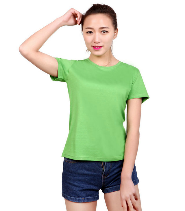 绿色圆领t恤衫,订做绿色文化衫,定制圆领广告衫,